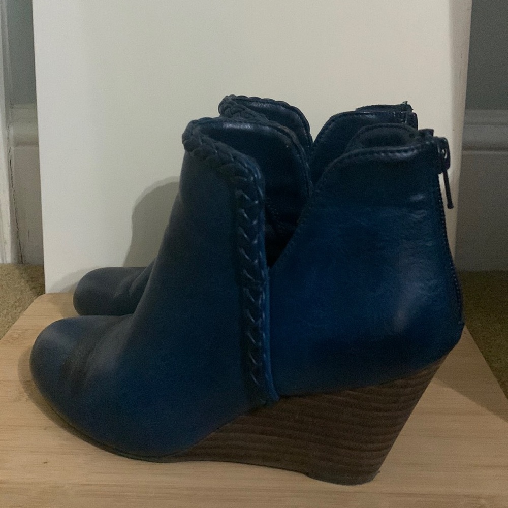 Navy Wedge Booties - Report Footwear